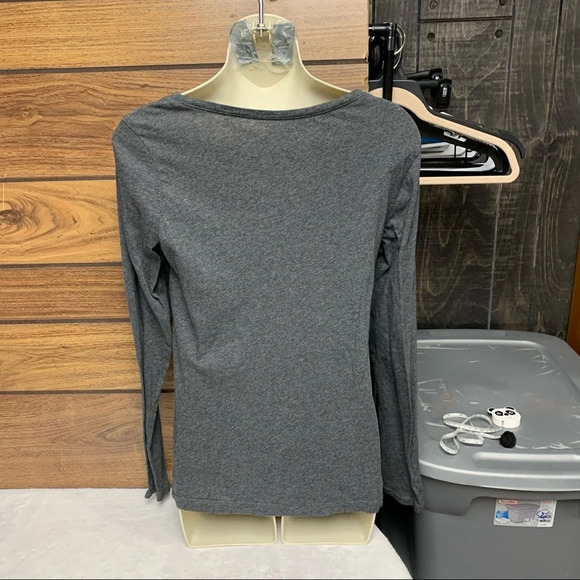 Loft outlet long sleeve top size small black/gray polka dot front panel - Picture 3 of 9